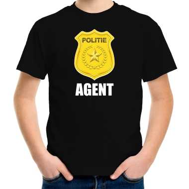 Agent politie embleem carnaval zwart kinderen t-shirt kopen