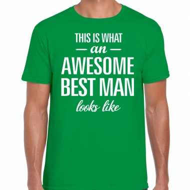 Awesome best man/getuige cadeau groen heren t-shirt kopen