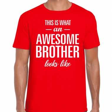 Awesome brother tekst rood heren t-shirt kopen