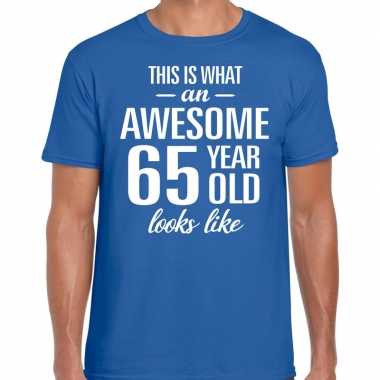 Awesome year / jaar cadeau blauw heren t-shirt kopen