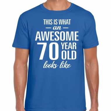 Awesome year / jaar cadeau blauw heren t-shirt kopen