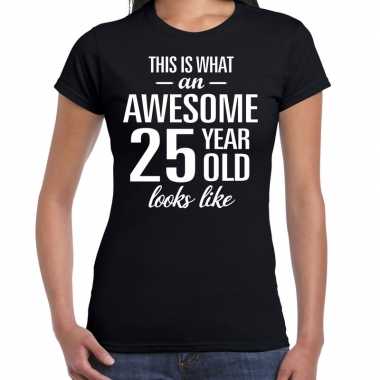 Awesome year / jaar cadeau zwart dames t-shirt kopen