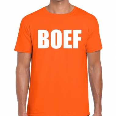 Boef tekst oranje heren t-shirt kopen