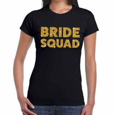 Bride squad glitter tekst zwart dames t-shirt kopen