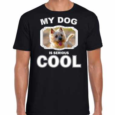 Cairn terrier honden my dog is serious cool zwart heren t-shirt kopen