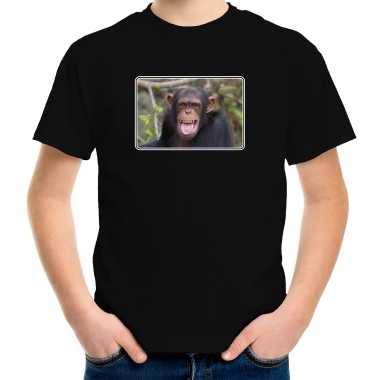 Dieren chimpansee apen foto zwart kinderen t-shirt kopen