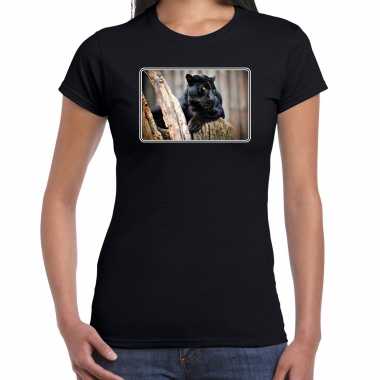 Dieren zwarte panters foto zwart dames t-shirt kopen