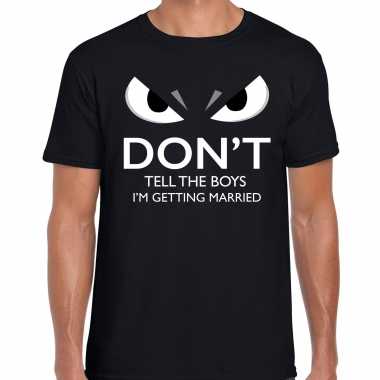 Dont tell the boys im getting married zwart heren gemene ogen t-shirt kopen