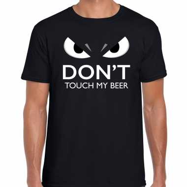 Dont touch my beer / bier zwart heren gemene ogen t-shirt kopen