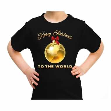 Fout kers merry christmas to the world zwart kinderen t-shirt kopen