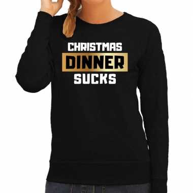 Foute kersttrui christmas dinner sucks zwart dames t-shirt kopen