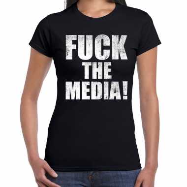 Fuck the media protest zwart dames t-shirt kopen