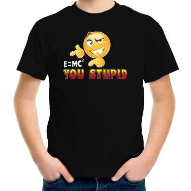 Funny emoticon e is mc you stupid zwart kids t-shirt kopen