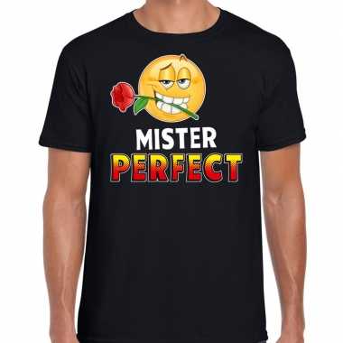 Funny emoticon mister perfect zwart heren t-shirt kopen