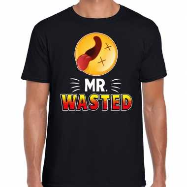 Funny emoticon mr. wasted zwart heren t-shirt kopen