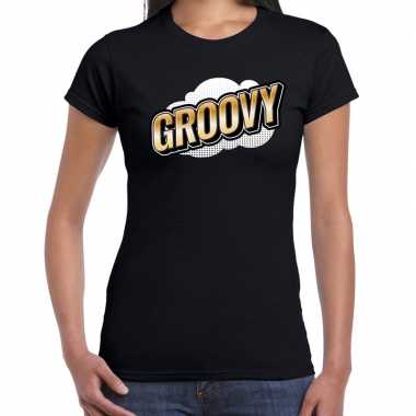 Groovy fun tekst dames zwart d effect t-shirt kopen