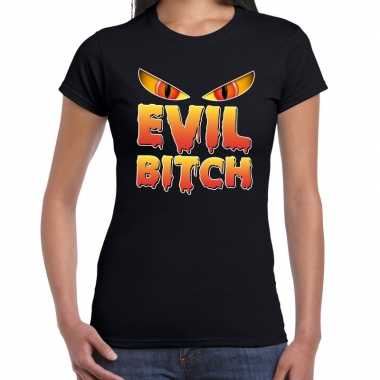 Halloween evil bitch verkleed zwart dames t-shirt kopen