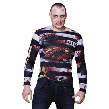 Halloween heren zombie gevangene opdruk t-shirt kopen