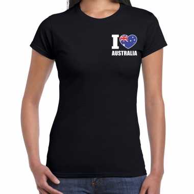 I love australia australie zwart borst dames t-shirt