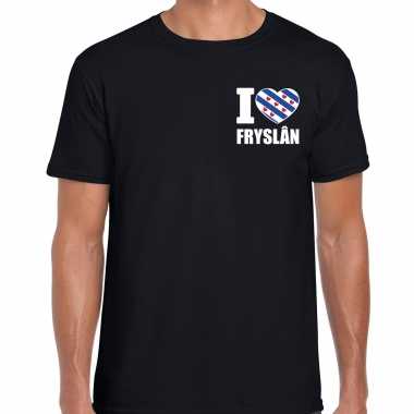 I love fryslan friesland zwart borst heren t-shirt