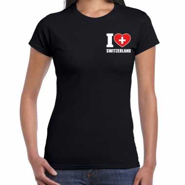 I love switzerland zwitserland zwart borst dames t-shirt