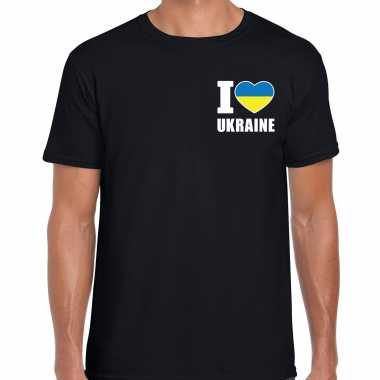 I love ukraine oekraine zwart borst heren t-shirt