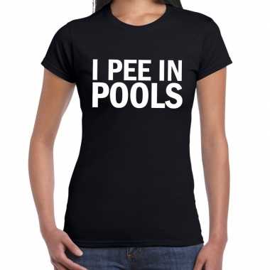 I pee pools fun tekst zwart dames t-shirt kopen