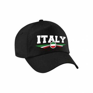 Italie / italy landen pet / baseball cap zwart kinderen t-shirt kopen