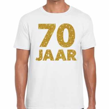 Jaar goud glitter verjaardag/jubileum kado wit heren t-shirt kopen