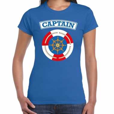 Kapitein/captain verkleed blauw dames t-shirt kopen