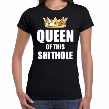 Koningsdag queen of this shit hole zwart dames t-shirt kopen