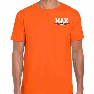 Max coureur supporter / race fan logo borst oranje heren t-shirt kopen