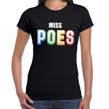 Miss poes fun tekst zwart dames t-shirt kopen