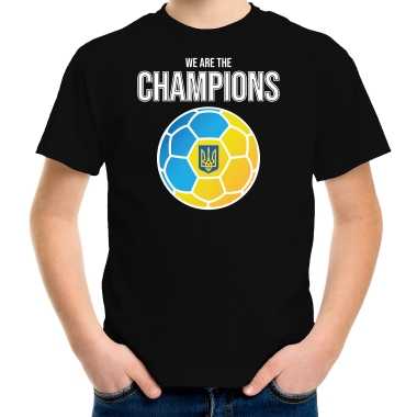 Oekraine ek/ wk supporter we are the champions oekrainse voetbal zwart kinderen t-shirt kopen