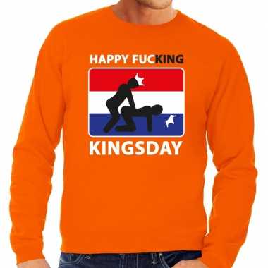 Oranje happy fucking kingsday sweater heren t-shirt kopen