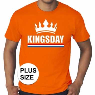 Oranje koningsdag/ kingsday kroon grote maten heren t-shirt kopen