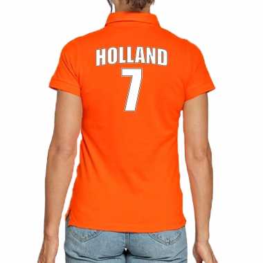 Oranje supporter polo rugnummer holland / nederland fan dames t-shirt kopen