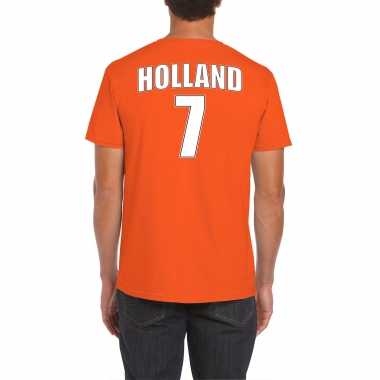 Oranje supporter rugnummer holland / nederland fan heren t-shirt kopen