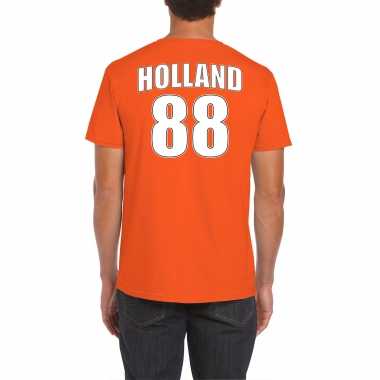 Oranje supporter rugnummer holland / nederland fan heren t-shirt kopen