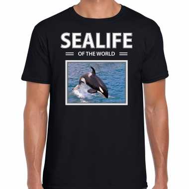 Orkas dieren foto sealife of the world zwart heren t-shirt kopen