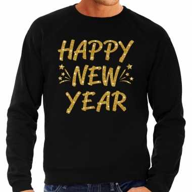 Oud nieuw trui / sweater happy new year goud zwart heren t-shirt kopen