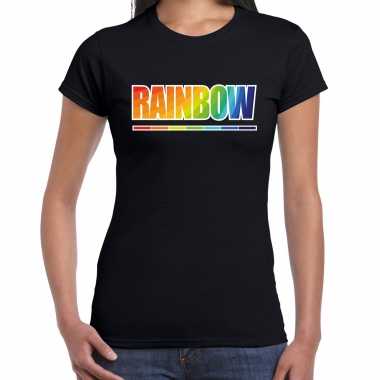 Rainbow tekst regenboog / lhbt zwart dames t-shirt kopen