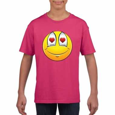 Smiley verliefd roze kinderen t-shirt kopen