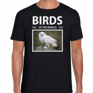 Sneeuwuilen dieren foto birds of the world zwart heren t-shirt kopen