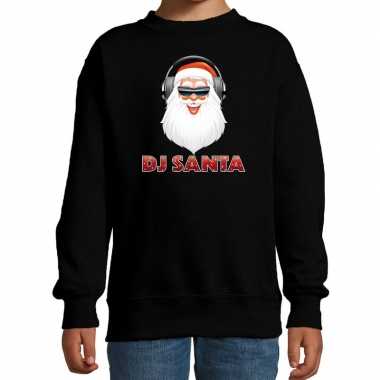 Stoere kersttrui / sweater dj santa zwart kinderen t-shirt kopen