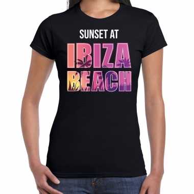 Sunset at ibiza beach / zwart dames t-shirt kopen
