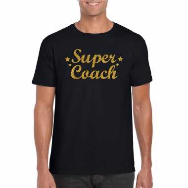 Super coach cadeau gouden glitters zwart heren t-shirt kopen
