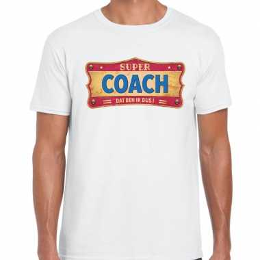 Super coach cadeau / kado vintage wit heren t-shirt kopen