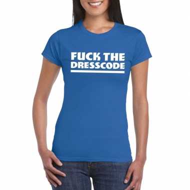 Toppers fuck the dresscode dames blauw t-shirt kopen