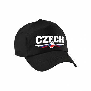 Tsjechie / czech landen pet / baseball cap zwart kinderen t-shirt kopen